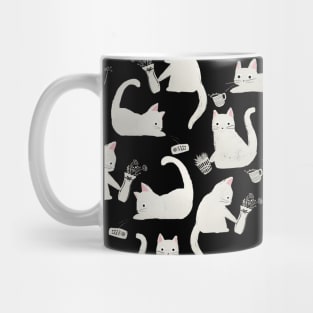 Bad Cats Knocking Stuff Over, White Cats on Black Mug